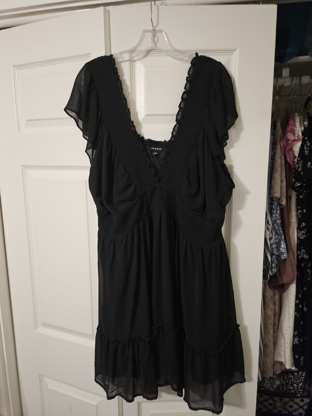 Torrid Black V-Neck Flutter Sleeve Dress